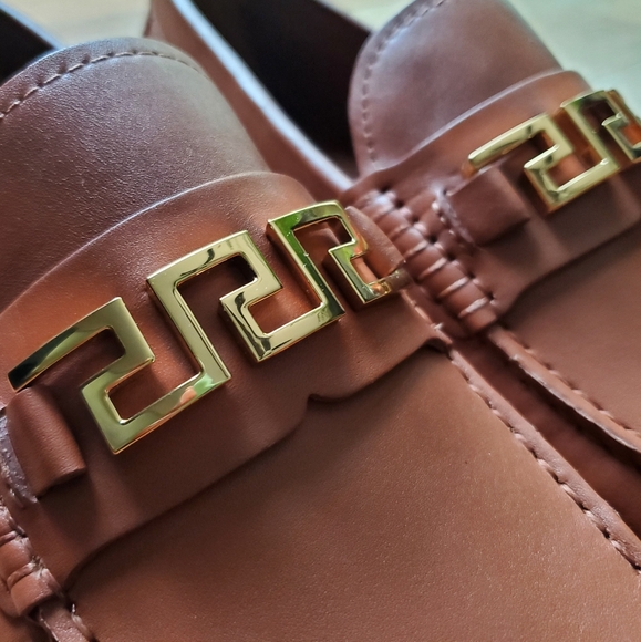 New Versace Greca Brown Leather Calfskin Driver Loafers Size 10.5 (EU 43.5) - Picture 7 of 12